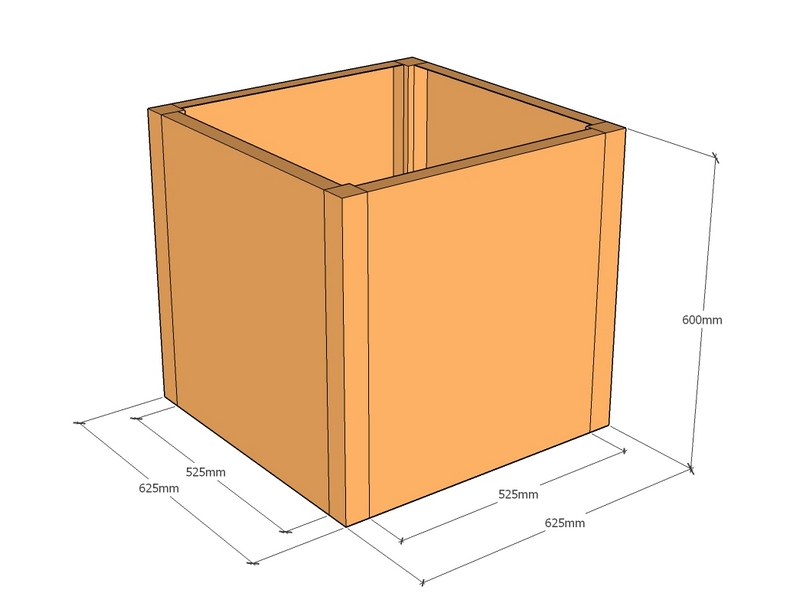 Rectangular planter 625L x 625W x 600T
