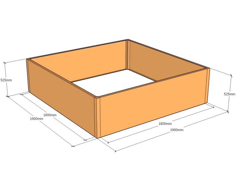Rectangular planter 1900L x 1900W x 525T