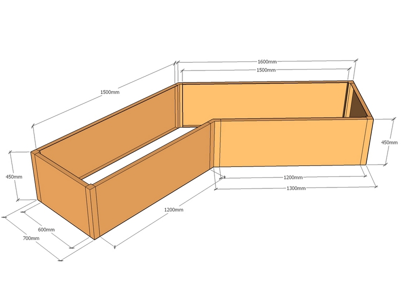 [CorPlaL45-1600-1600-700-450] L45-shaped 1600-1600-700-450T