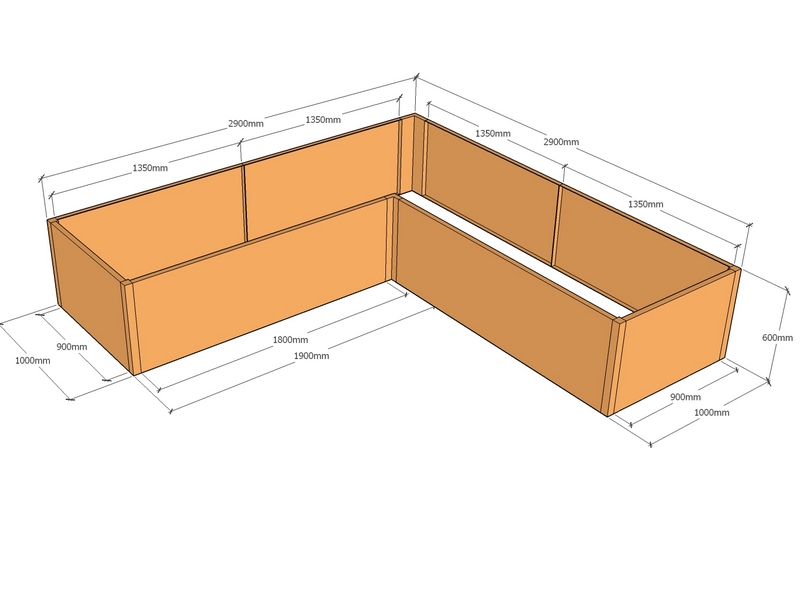 [CorPlaL2900-2900-1000-600] L-shaped 2900-2900-1000-600T