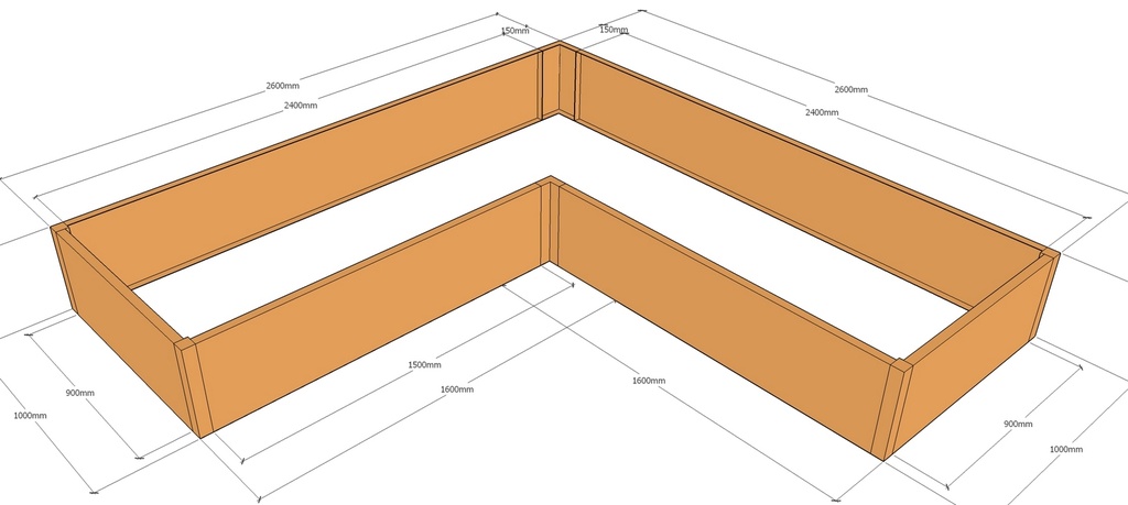 [CorPlaL2600-2600-1000-375] L-shaped 2600-2600-1000-375T
