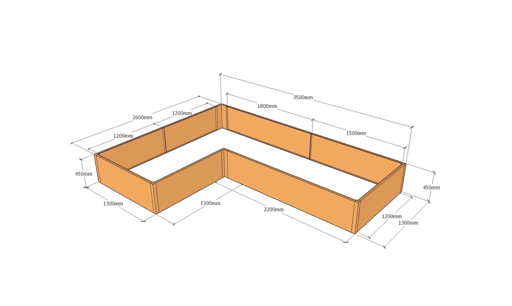 [CorPlaL3500-2600-1300-450] L-shaped 3500-2600-1300-450T