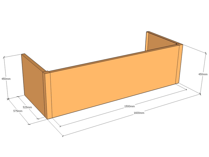 [CorPlaB1600-575-450] Backless 1600 x 575 x 450mm Tall