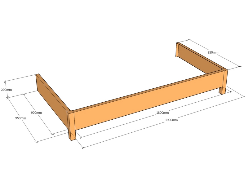 Backless 1900 x 950 x 200mm Tall