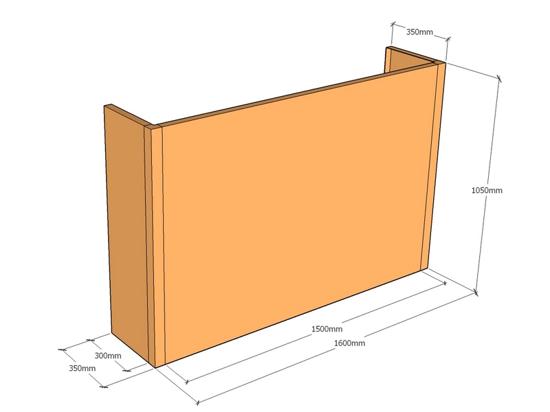 [CorPlaB1600-350-1050] Backless 1600 x 350 x 1050mm Tall