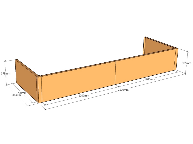 [CorPlaB2500-800-375] Backless 2500 x 800 x 375mm Tall