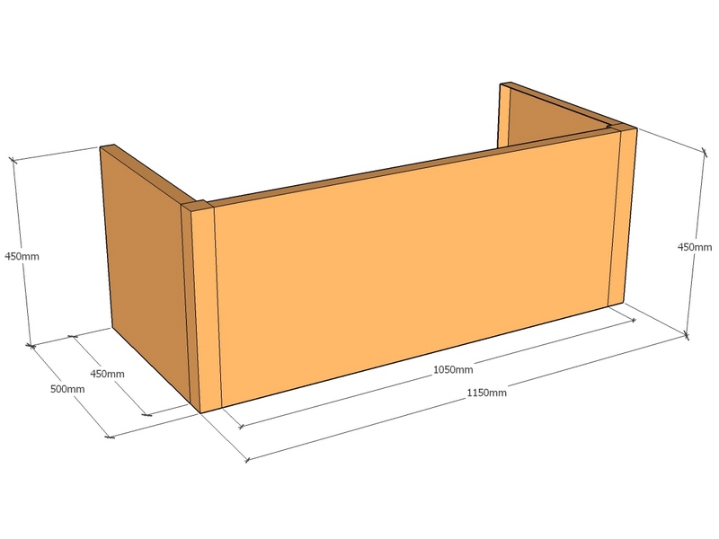 [CorPlaB1150-500-450] Backless 1150 x 500 x 450mm Tall