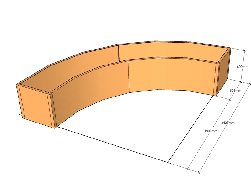 Quarter planter 1800-2425 radius x 600T