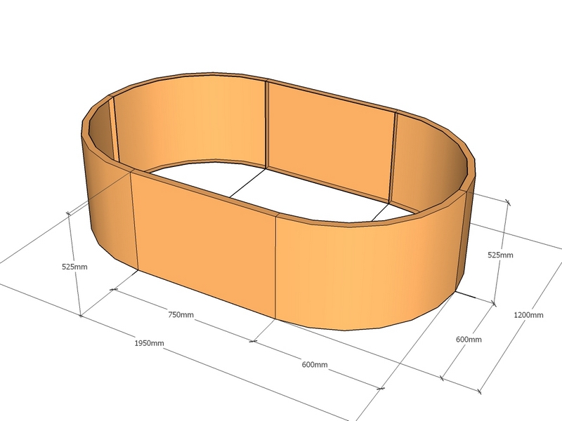 [CorPlaObl1950-600-525] Oblong planter 1950L x 600rad x 525Tall