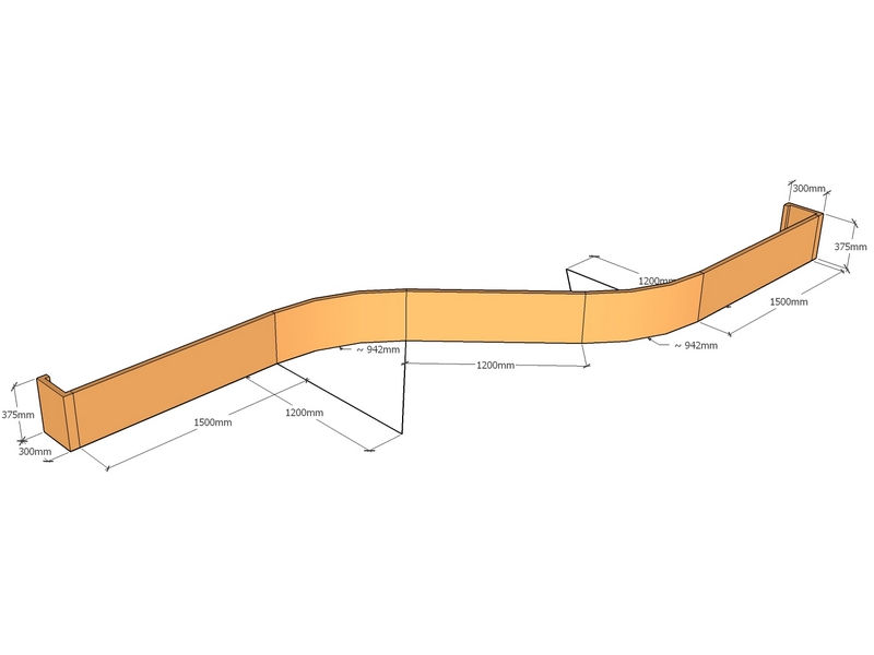 [CorRetKit6210-375-ntc-curve] Retaining Wall curved corners 6.21m long x 375mm T