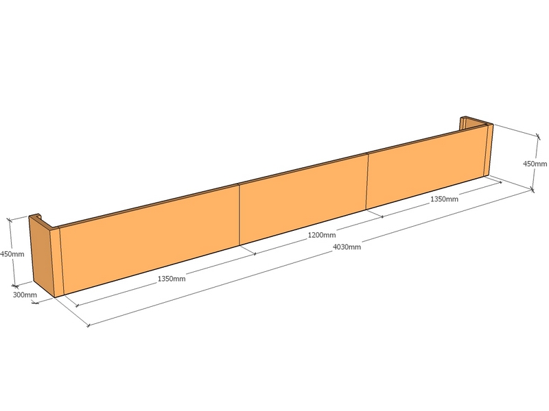 [CorRetKit4030-450-ntc] Retaining wall straight 4.03m long x 450mmT