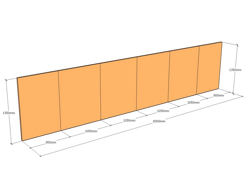 [CorRetKit6000-1350-ntc] Retaining wall straight 6.0m long x 1350mm T