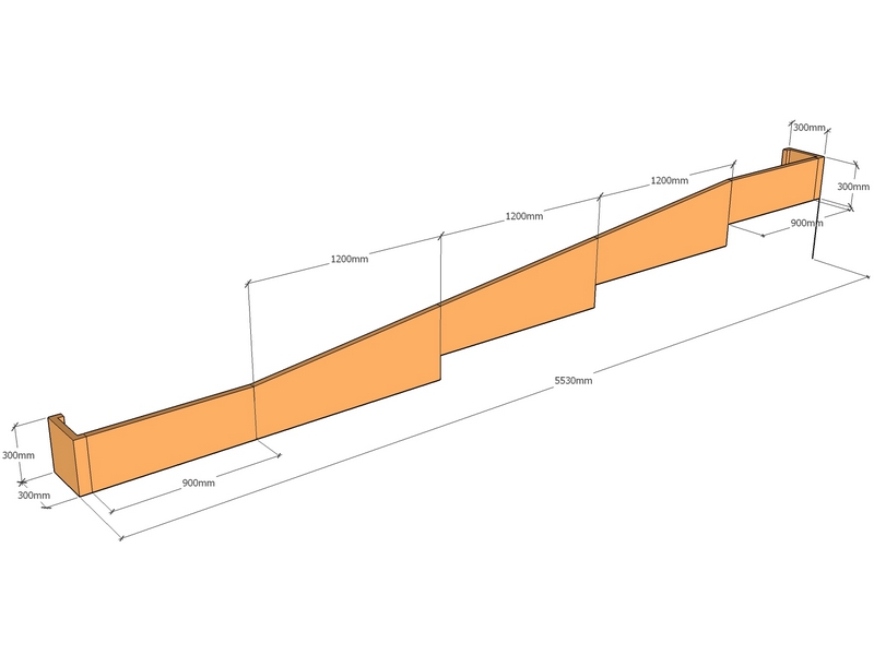 Retaining wall Trans 5.53m long 300-450mm tall
