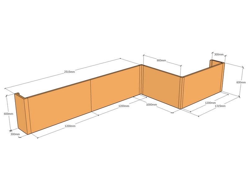 Retaining Wall Z 4.63m long x 600mm T