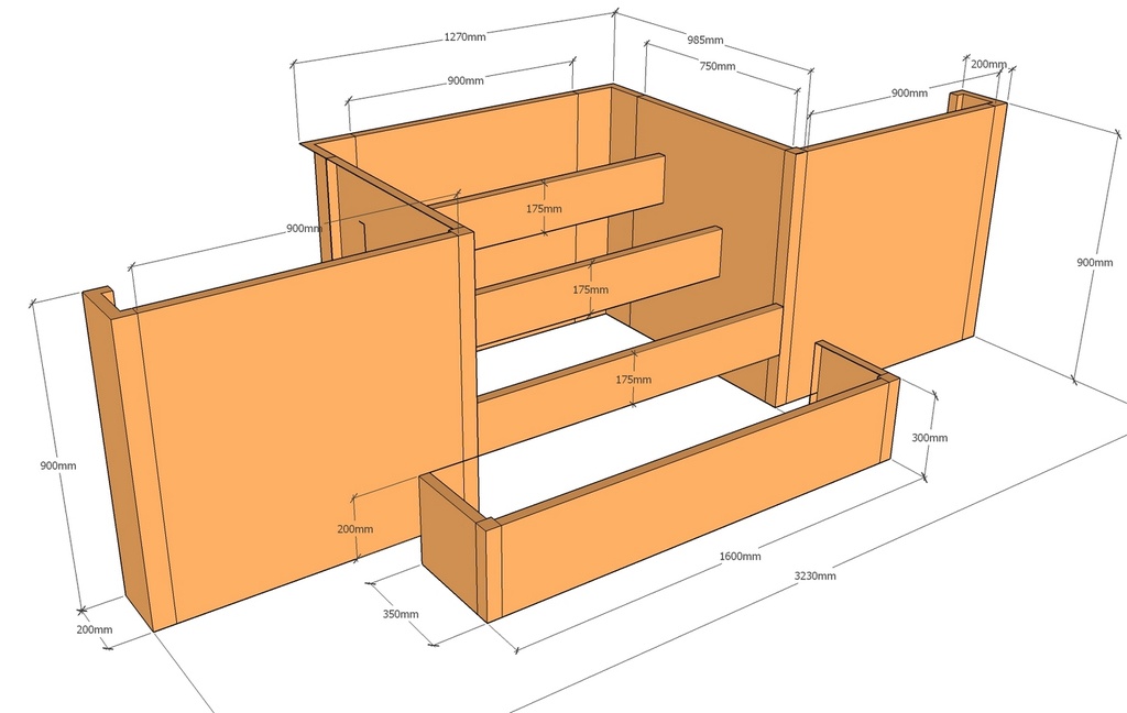 [CorRetSteKit3230-1200-1200-v1] Retain wall 3.23m L x 900mm T 1200mm step