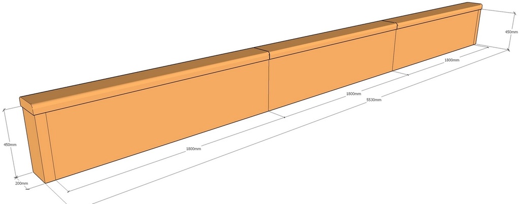 [CorRetKit5530-450-wtc-rnd] Retaining 5.53m x 450mm with round capping
