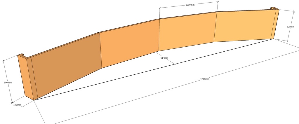 Retain wall Curv 4930 L x 4800rad 600mm T