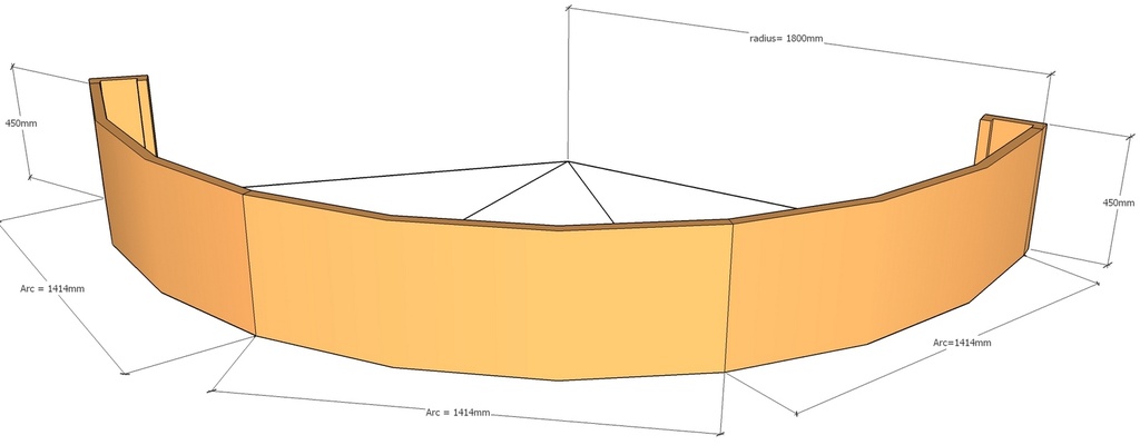 Retain wall Curv 4370 L x 1800rad 450mm T