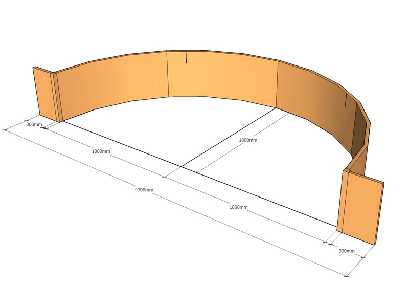 Retain wall Curv 4300 L x 1800rad 600mm T